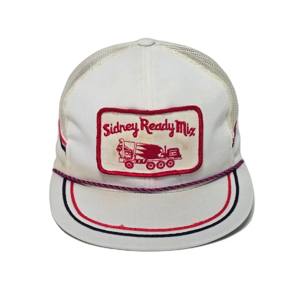 Vintage Sidney Ready Mix Trucker Hat | Men's M/L | White Mesh Snapback Cap